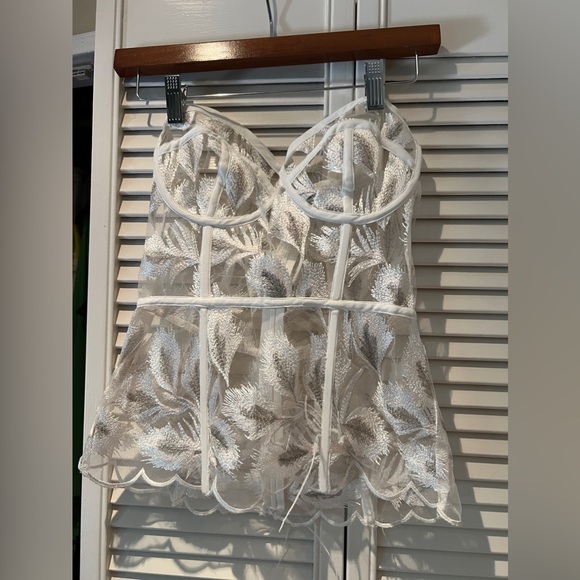 Embroidered Sheer Corset with Feather detail - Picture 6 of 6